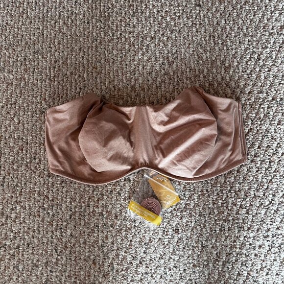 Delimira Women's Underwire Strapless Bra 46DD Oatmeal NWT Removable Straps - Picture 1 of 9